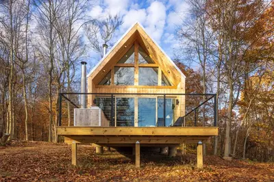 a tree house in the middle of a forest at The Ffern in Logan