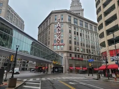a large building with a sign on the side of it at Skyline Sanctuary in Cleveland