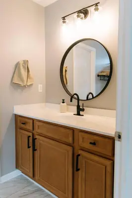 a bathroom with a sink and a mirror at 