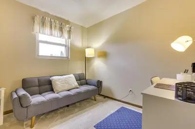a living room with a couch and a window at Great for Travel Nurses! Home 4 Mi to Dtwn Troy in Troy