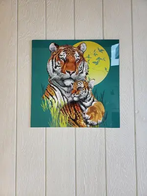a painting of a mother tiger and her cub at Mt Adams Lookout with Best City View and Parking in Cincinnati