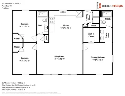 a floor plan of a house at Put-in-Bay Island Club #22 in Put-in-Bay