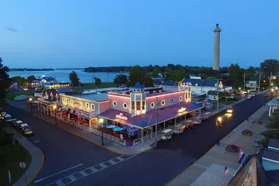 an aerial view of a town with a building at Put-in-Bay Island Club #109 in Put-in-Bay