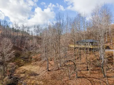a tree house in the middle of a forest at Primrose- Hot Tub, Firepit, Wraparound Deck, WiFi in Wellington