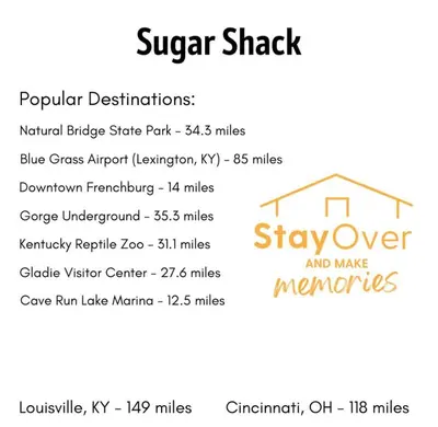 a menu of the sugar shack restaurant at Sugar Shack - Cave Run Lake OR Red River Gorge KY in Wellington