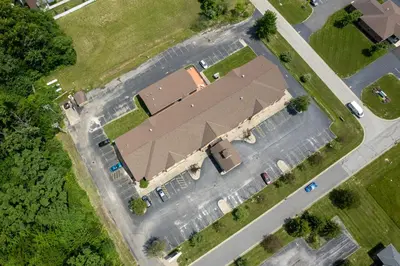 an overhead view of a building with a roof at Countryside Inn and Suites in Mount Orab
