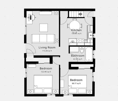 a black and white floor plan of a house at Akron 2 Bed 1 Bath Mountain Oasis Dog Friendly in Akron