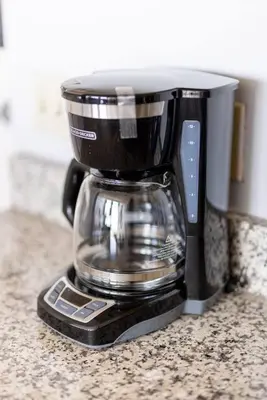 a coffee maker sitting on top of a counter at Cleveland Loft/Wolstein/Progressive/Playhouse/CSU in Cleveland