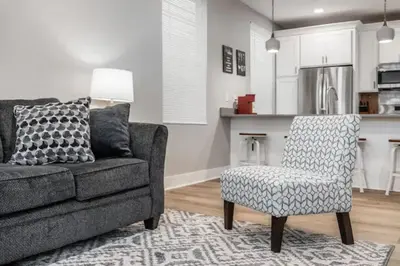 a living room with a couch and a chair at 230 Entire Complex 2 homes side by side in Columbus