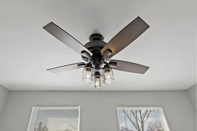 a ceiling fan in a room with a window at 293 Perfect for companies in Columbus