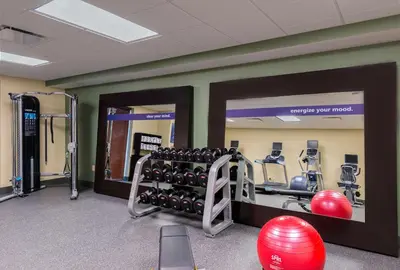 a gym with fitness equipment and exercise equipment at Hampton Inn & Suites New Albany Columbus in New Albany