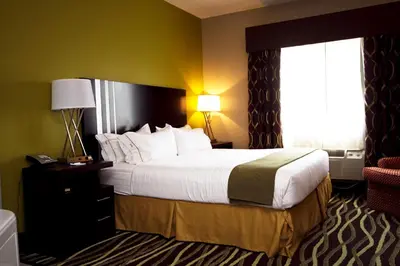 a hotel room with a large bed and a window at Holiday Inn Express Adrian by IHG in Adrian