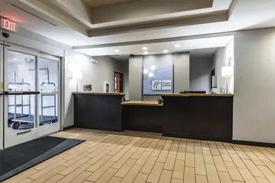 a lobby of a hotel with a hair salon at Holiday Inn Express & Suites Ironton by IHG in Ironton