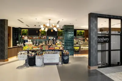 a grocery store with a display in a mall at Hilton Cleveland Downtown in Cleveland