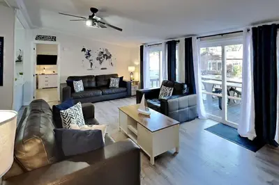 a living room with a couch and a table at Put-in-Bay Island Club #5 in Put-in-Bay