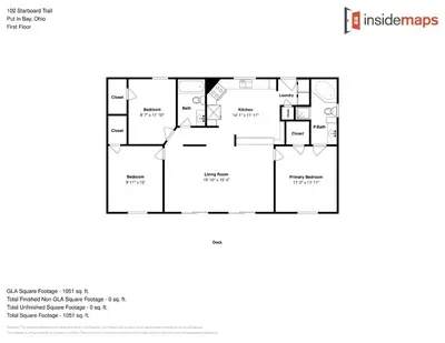 a floor plan of the el margaritas at Put-in-Bay Island Club #102 in Put-in-Bay