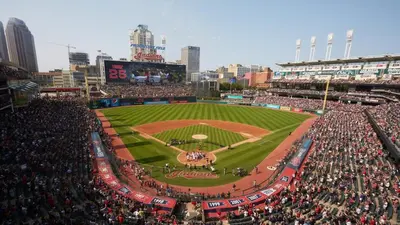 an aerial view of a baseball game in a stadium at Holiday Inn Cleveland - South Independence by IHG in Independence