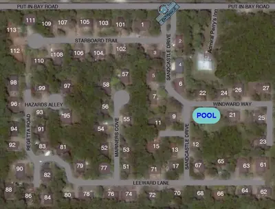 a map of the approximate location of a property at Put-in-Bay Island Club #111 in Put-in-Bay