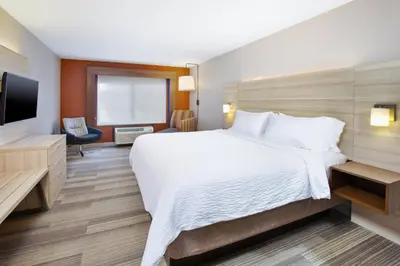 a hotel room with a bed and a television at Holiday Inn Express Hotel & Suites Athens by IHG in Athens