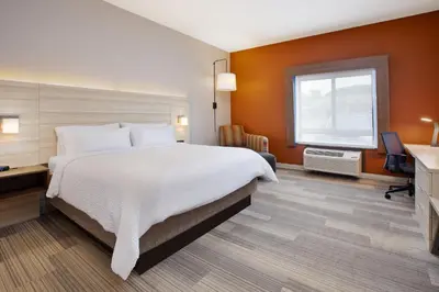 a hotel room with a large bed and a window at Holiday Inn Express Hotel & Suites Athens by IHG in Athens