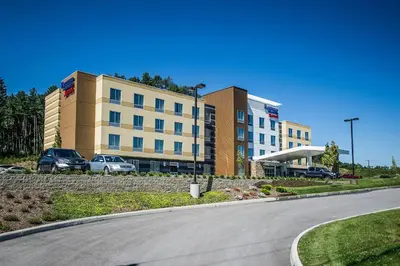 an empty street in front of a building at Fairfield by Marriott Cambridge in Cambridge