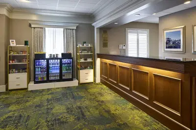 a barber shop with a counter and a window at Ohio University Inn and Conference Center in Athens
