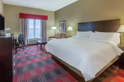 a hotel room with a large bed and a desk at Holiday Inn Express Hotel & Suites Bowling Green by IHG in Bowling Green