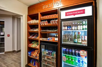 a refrigerator filled with lots of drinks and food at Residence Inn by Marriott Dayton Beavercreek in Beavercreek