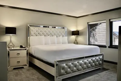 a bedroom with a large bed and a window at Carlton Lodge Hotel and Suites in Adrian