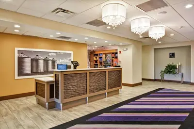 a lobby of a hospital with a reception desk at Hampton Inn Suites Ashland, Ohio in Ashland