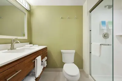 a bathroom with a toilet and a sink and a shower at Home2 Suites By Hilton Middleburg Heights Cleveland in Middleburg Heights
