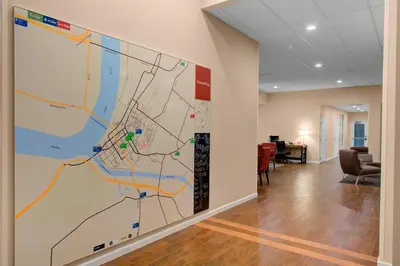 a large map on a wall in a hallway at TownePlace Suites by Marriott Parkersburg in Parkersburg