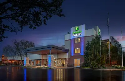 a building with a sign that reads energy services at Holiday Inn Express - Akron NW - Fairlawn by IHG in Akron