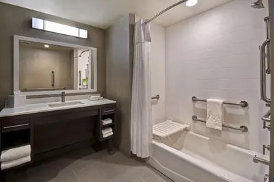 a bathroom with a tub and a sink and a shower at Home2 Suites By Hilton Bowling Green, Oh in Bowling Green