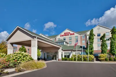 a hotel with a sign that reads virgin vacation inn at Hilton Garden Inn Dayton/ Beavercreek in Beavercreek