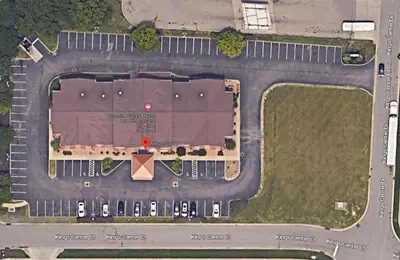 an overhead view of a parking lot with a building at Comfort Suites Mason near Kings Island in Mason