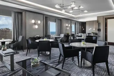 a rendering of a restaurant with tables and chairs at The Ritz-Carlton, Cleveland in Cleveland