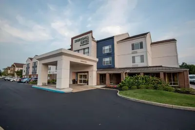 a hotel with a parking lot in front of it at TownePlace Suites Columbus Airport Gahanna in Gahanna