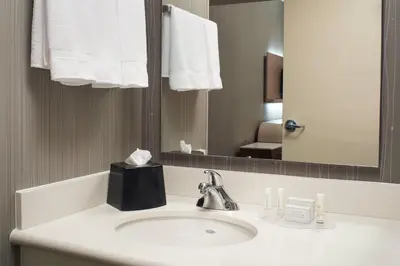 a bathroom with a sink and a mirror at Courtyard Toledo Maumee/Arrowhead in Maumee