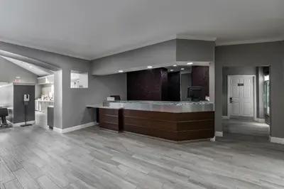 a large lobby with a counter in a room at Residence Inn Columbus Easton in Columbus