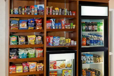 a refrigerator filled with lots of food and drinks at Residence Inn Canton in North Canton