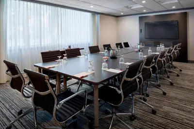 a large conference room with a long table and chairs at Marriott Columbus Northwest in Dublin