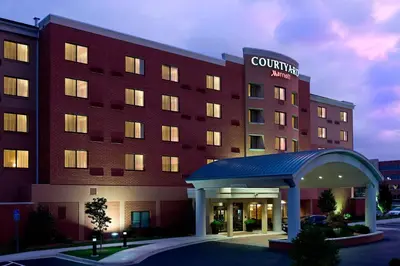 a hotel building with a hotel entrance at Courtyard Cincinnati North at Union Centre in West Chester