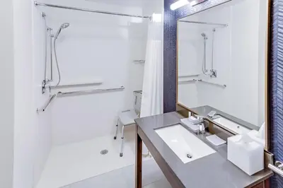 a bathroom with a sink and a shower at Fairfield by Marriott Youngstown/Austintown in Youngstown