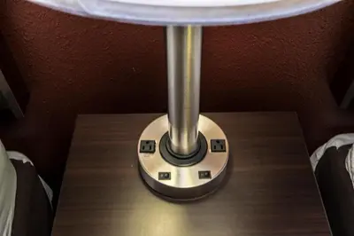 a close up of a table with a metal pole at Red Roof Inn Columbus - Ohio State Fairgrounds in Columbus