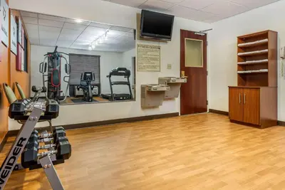 a room with a gym with a video camera at Comfort Suites Dayton-Wright Patterson in Dayton