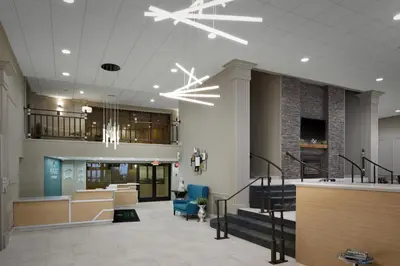 a lobby of a hospital with a waiting room at Wingate by Wyndham St. Clairsville/Wheeling in Saint Clairsville