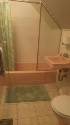 a bathroom with a tub and a toilet and a sink at Aunt Jane's Guest House in Put-in-Bay