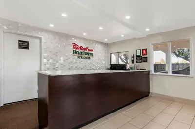 a lobby of a fast food restaurant with a counter at Red Roof Inn Georgetown, KY in Georgetown