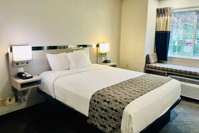 a hotel room with a large bed and a window at Microtel Inn Georgetown - Lexington North in Georgetown